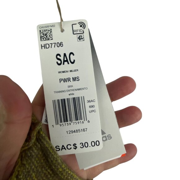 Adidas NWT Women's Power MS Training Sports Bra 36AC White Racerback Workout - Picture 5 of 9